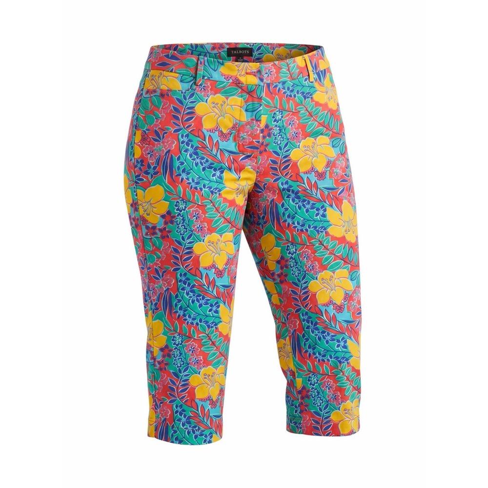 Talbots Multicolor Tropical Colorful Perfect Skimmer Cropped Pants Size‎ 12P EUC